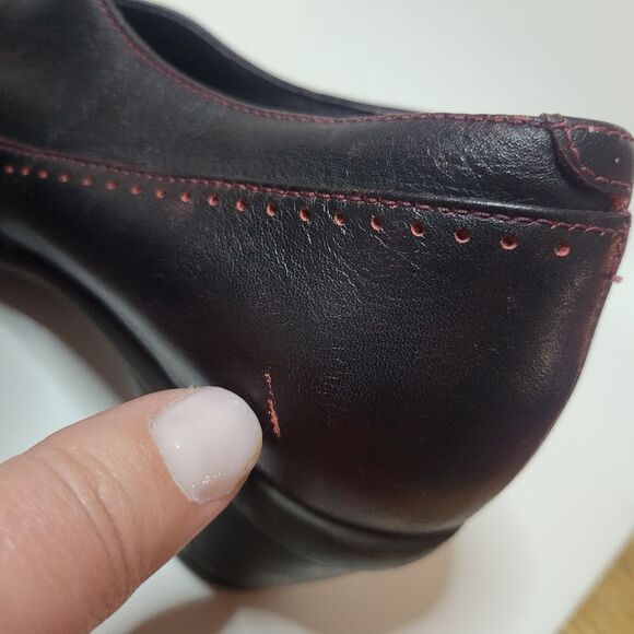 NAOT Burgundy Leather Heeled Loafers - Picture 3 of 14